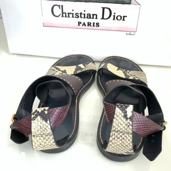 ISABEL MARANT JUZEE FLAT SNAKE-PRINT CRISSCROSS SANDALS - Picture 4 of 6